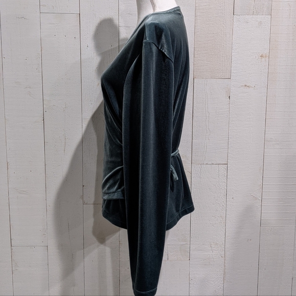 Madewell Ballet Velvet Wrap Top In Architect Green - Picture 9 of 14
